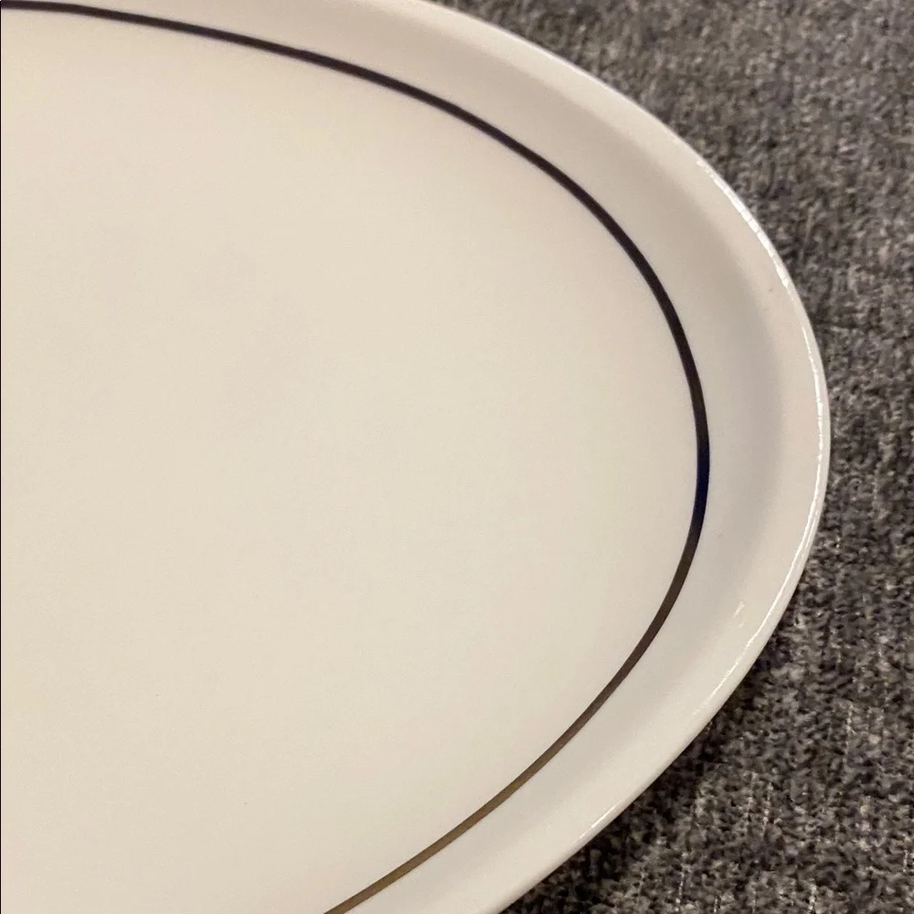 American Atelier Season's Greetings Oval Platter - White with Deer. Ceramic.